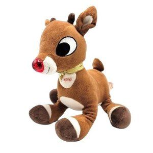 2/$15 Rudolph the Red Nosed Reindeer Christmas Plush Brown 13" Glow Nose SOUND